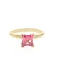 Square Pink Tourmaline Solitare Ring
